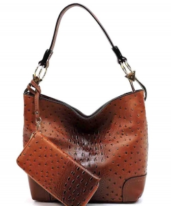 Ostrich Croc 2-in-1 Bucket Bag BW1470SH BROWN
